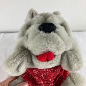 Krinkles Shar Pei Dog Stuffed Animal with Bandana Kerchief